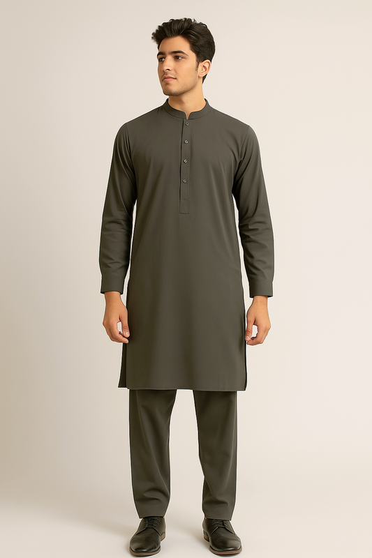 4 Meter Suits Wash & Wear Boski  Charcoal Olive